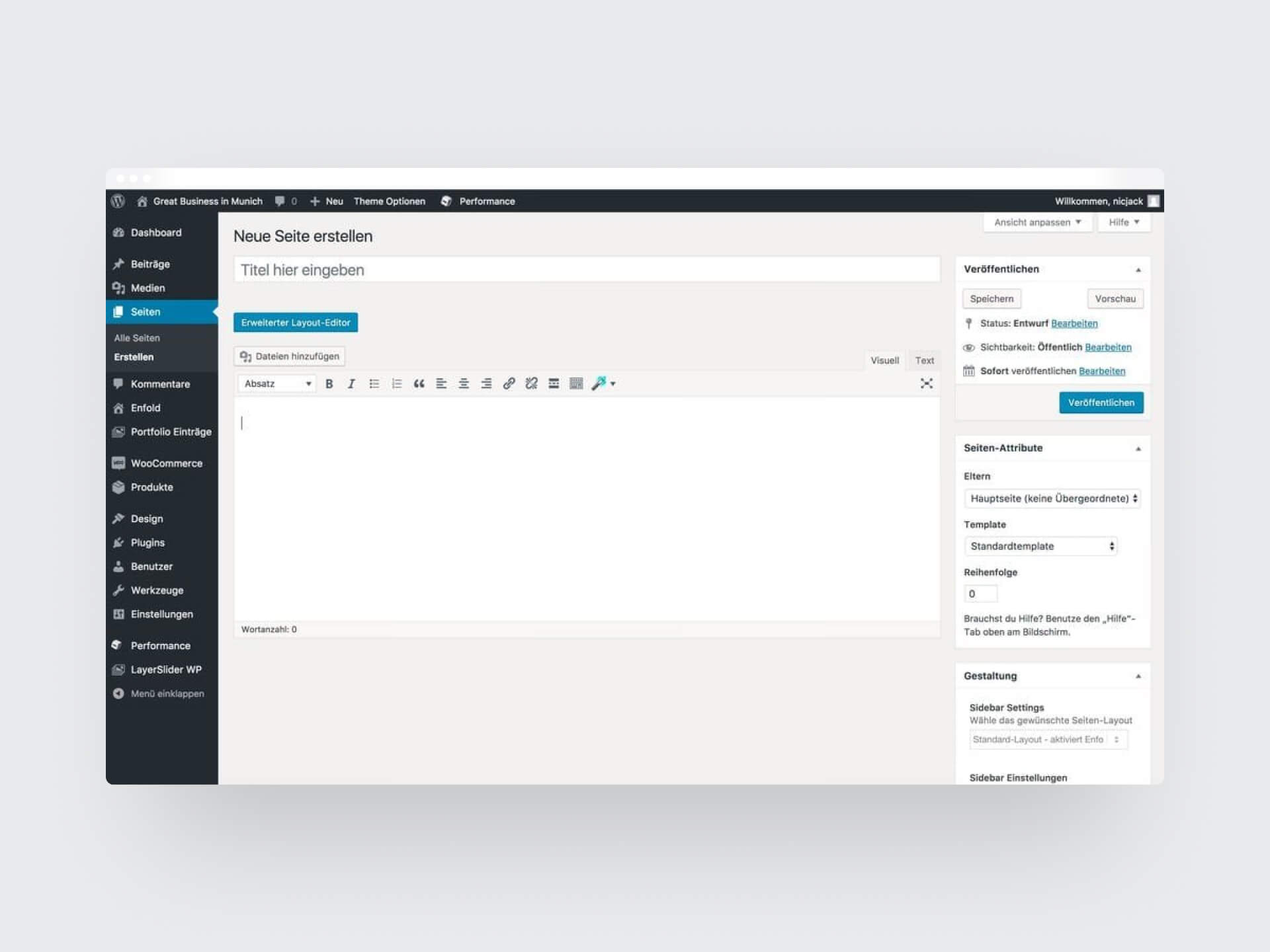 WordPress Backend